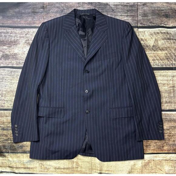 Canali Blazer Jacket Mens 42R Striped Wool Navy Italy Made Sports Coat
